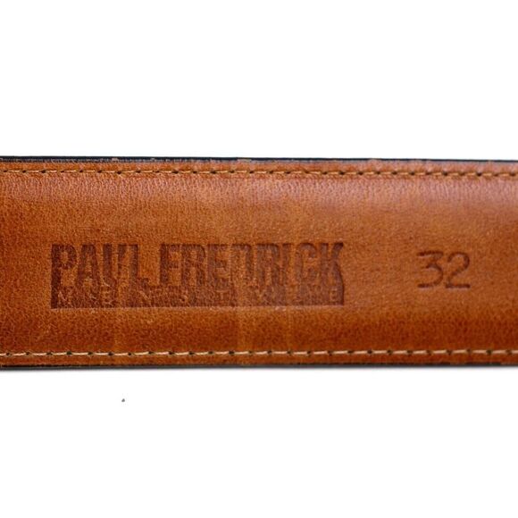 Paul Fredrick BLACK GENUINE LEATHER 1 1/4"Wd STITCH DRESS MEN'S BELT Sz 32 (B25 - Picture 7 of 13